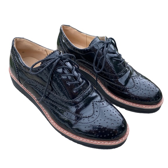 Madden Girl Shoes - Madden Girl G-Ritz Black Platform Oxford Wingtip Shoes Size 8.5